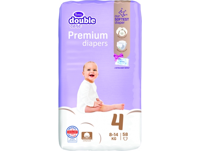 Dětské pleny Violeta Double Care vel 4 (7 - 18 kg), 58 ks