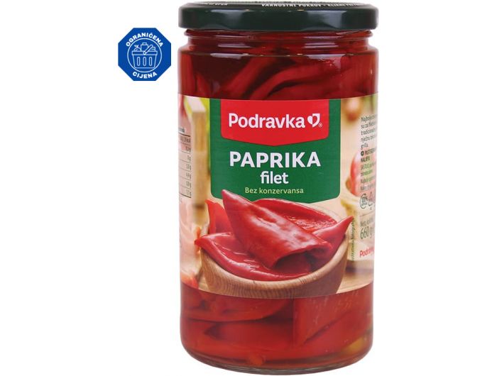 Podravka filety z červené papriky 660g