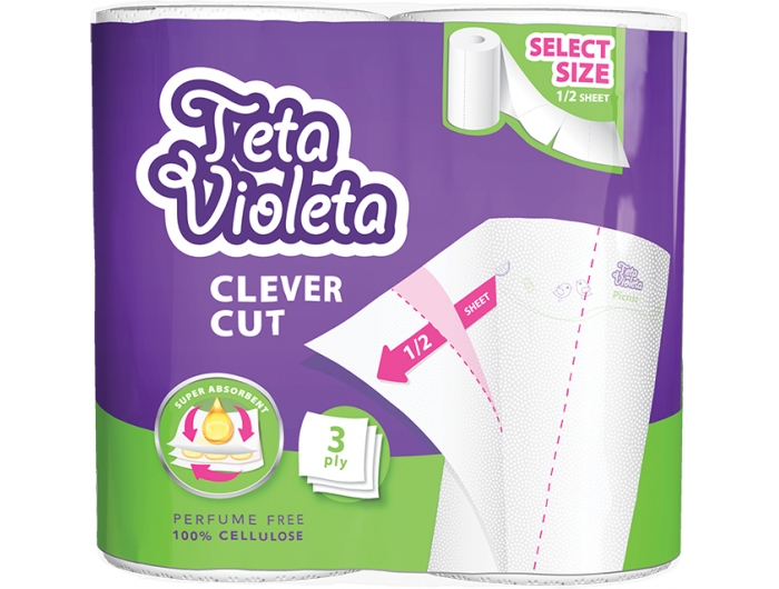 Violeta papirnati ručnik troslojni 1 pak, 2 role