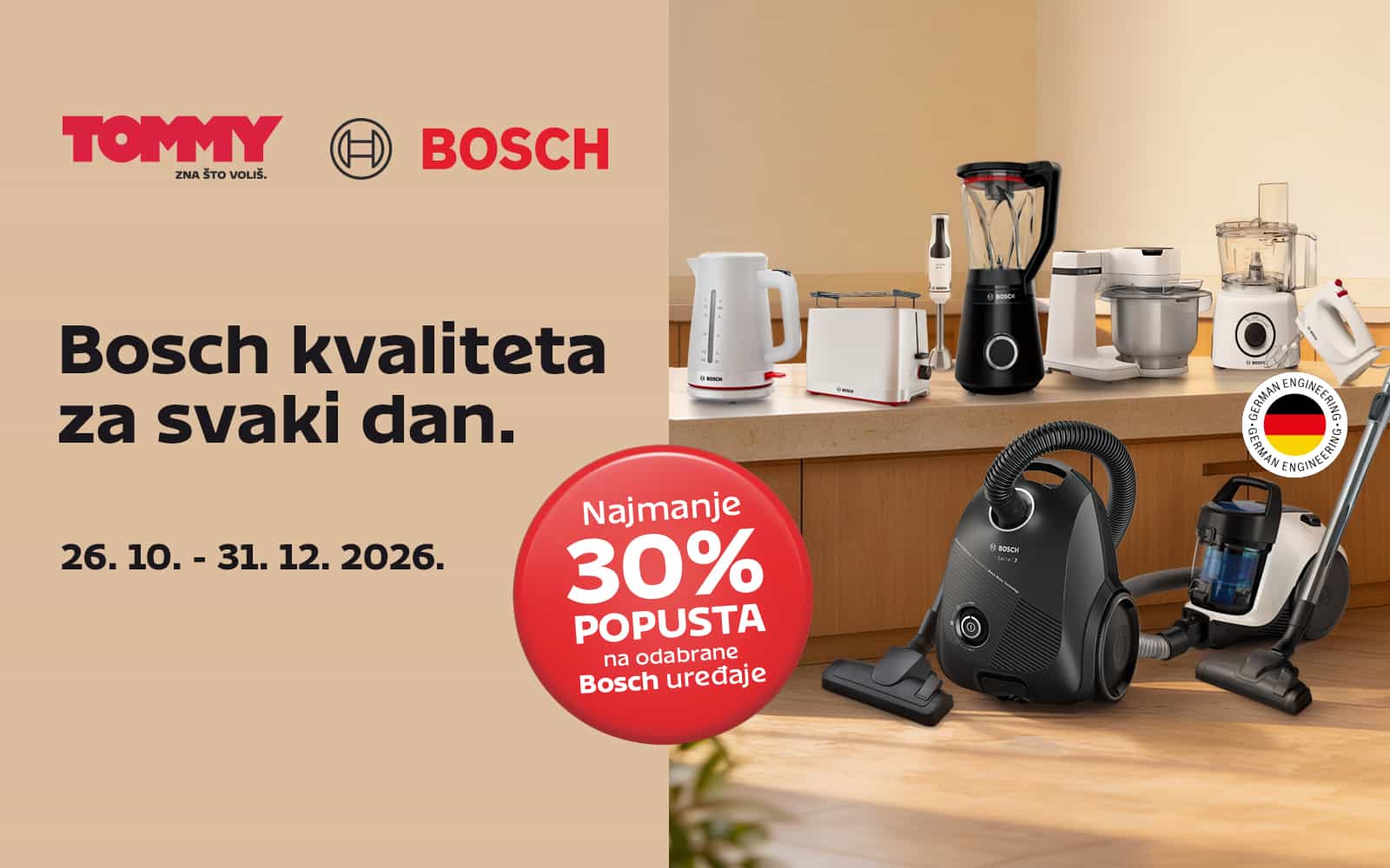 Tommy banner - Ne propusti odličan popust na odabrane Bosch uređaje