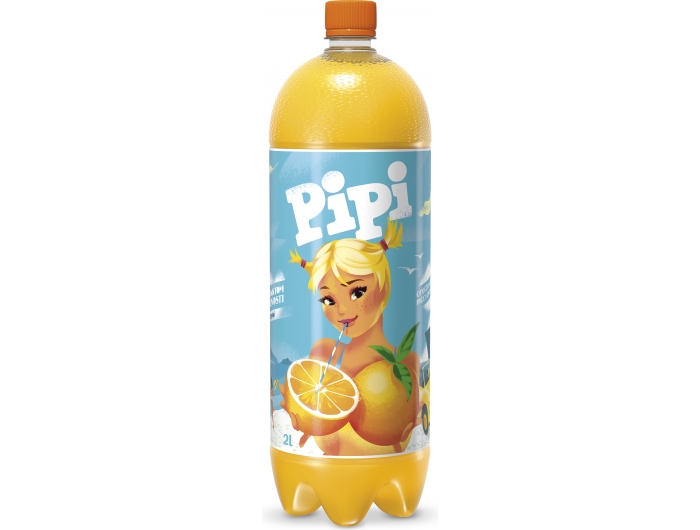 Pipi carbonated drink with orange flavor 2 L
