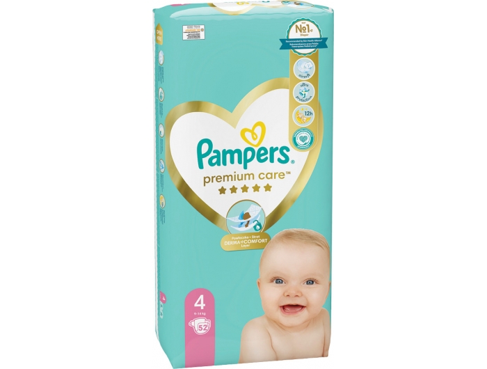 Pampers Premium care Dječje pelene vel. 4 (9-14 kg) 52 kom