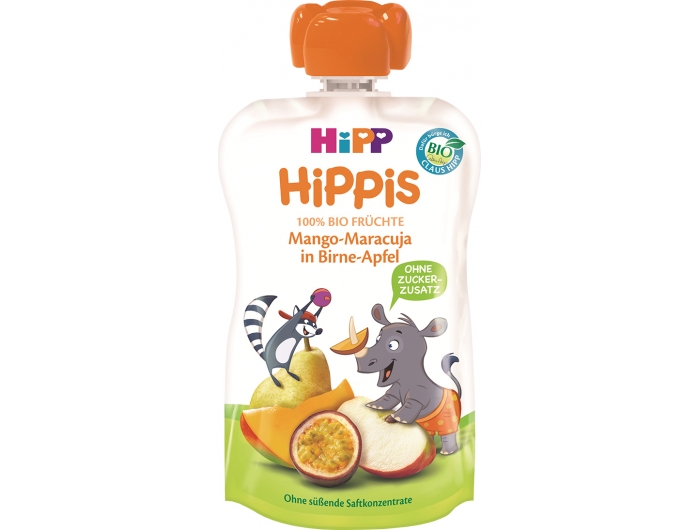 Hipp HiPPis Voćni pire kruška i jabuka s mangom i marakujom 100 ml