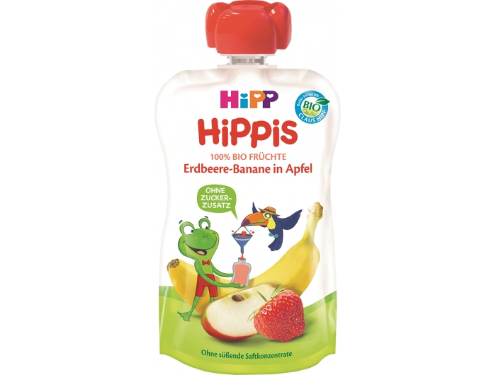 HiPP HiPPis Bio Voćni pire jabuka banana i jagoda 100 ml