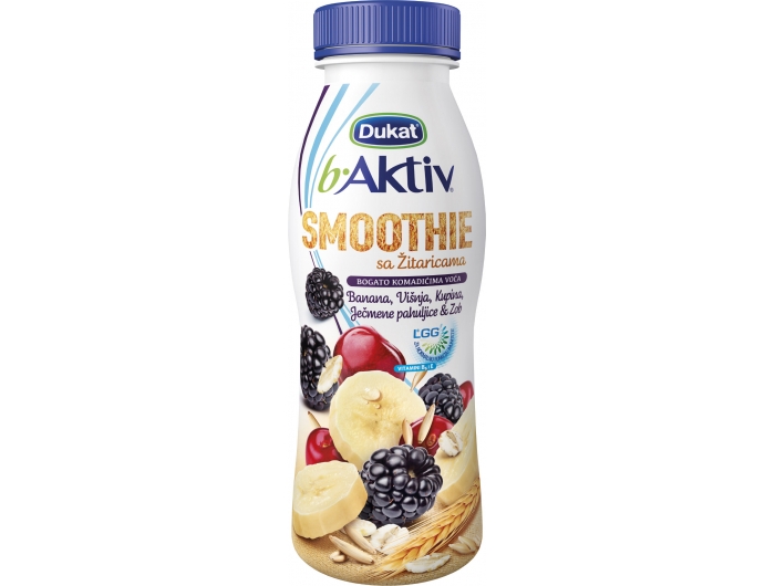 Dukat b.Aktiv Smoothie ovocný jogurt s ječnými vločkami a ovesem 330 g