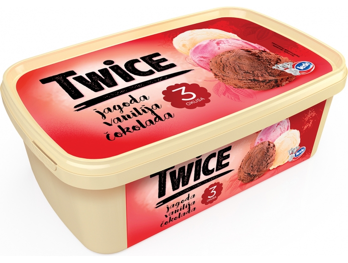 Ledo Twice sladoled jagoda vanilija čokolada 1,7 L