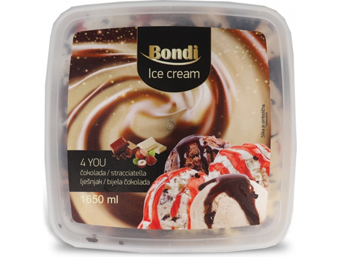 Bondi 4 you sladoled čokolada stracciatella lješnjak bijela čokolada 1650 ml