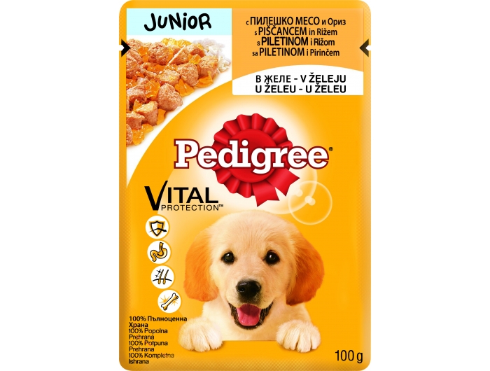 Pedigree Dog food junior chicken and rice 100 g