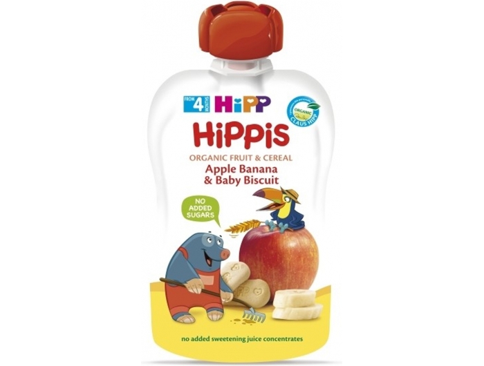 HiPP HiPPis Bio Voćni pire jabuka i banana s dječjim keksom 100 ml