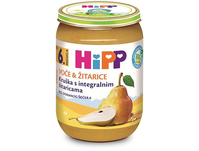 Dječja hrana, 190 g, od integralnih žitarica s jabukom i bananom, Hipp