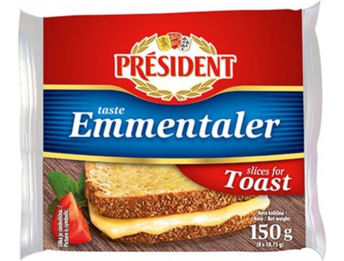 President Emmentaler processed cheese in sheets 150 g