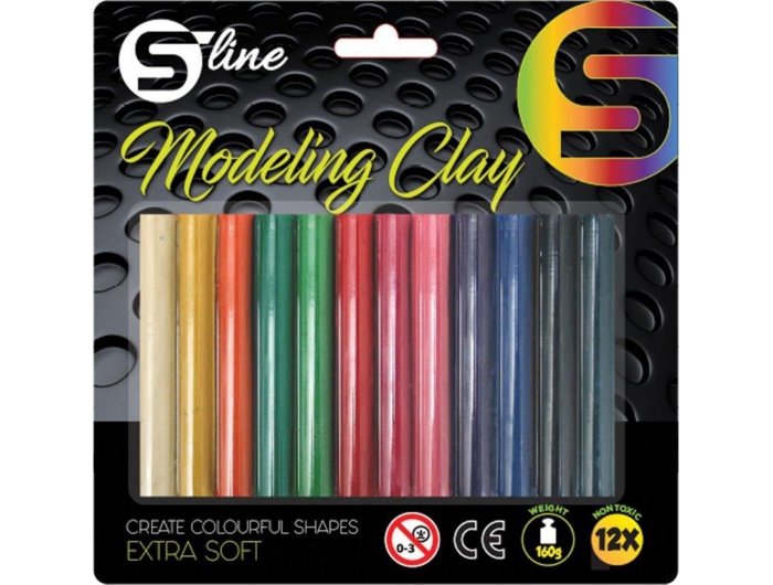 S-line plastelin 12 boja,okrugli,160gr.,blister P12/72