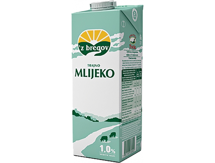 Mleko permanentne Vindija 'z bregov 1,0% m.m. 1 litr