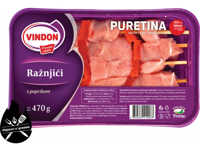 Vindija Vindon turkey skewers with paprika 470 g