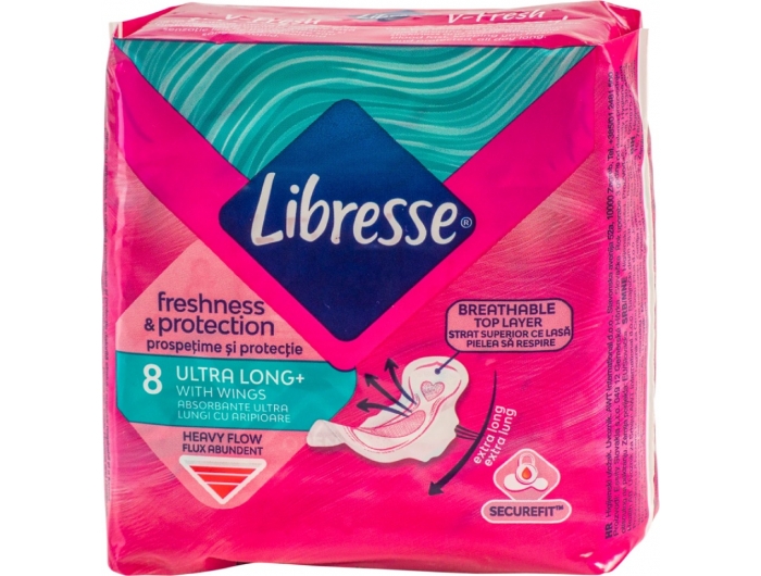 Libresse Freshness & Protection Higijenski ulošci s krilcima Ultra Long+ 8 kom