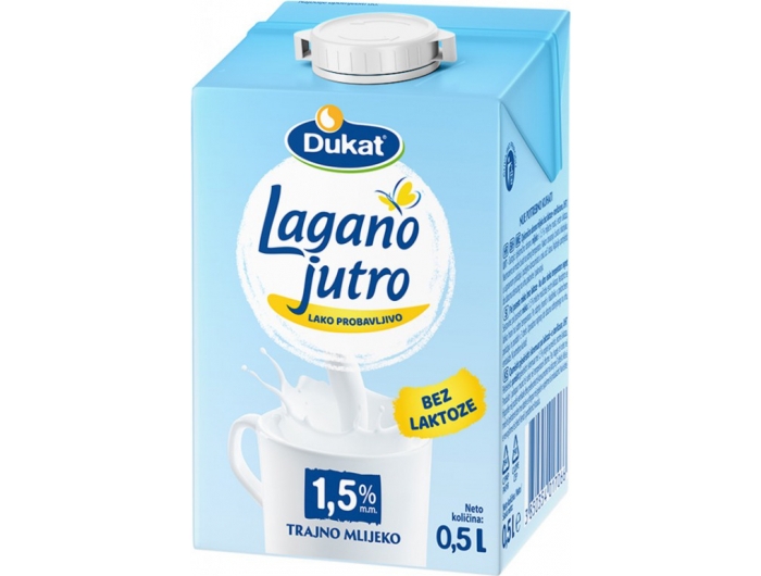 Dukat Lagano jutro Mlijeko bez laktoze 1,5 % m.m. 0,5 L