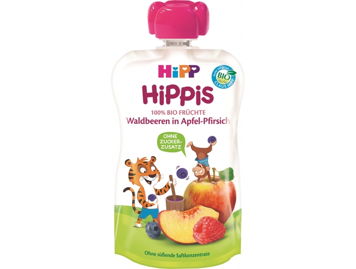 Hipp HiPPis Voćni pire jabuka i breskva sa šumskim voćem 100 ml
