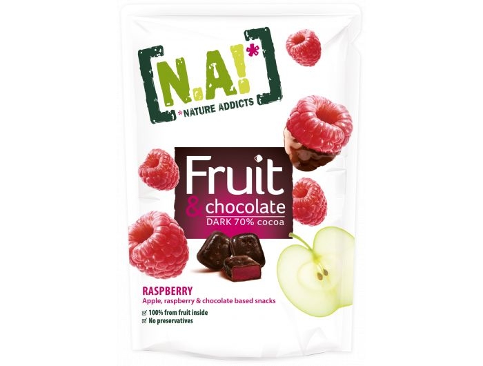 Nature Addicts voćni prutići jabuka i malina s čokoladom 35 g