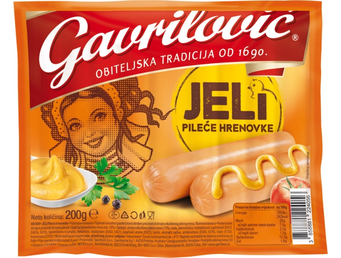 Gavrilović Jeli hot dog di pollo 200 g