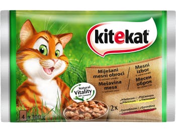 Kitekat cat food chicken and beef 1 pack 4x100 g