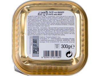 Artu Dog food in an aluminum bowl with beef 300 g