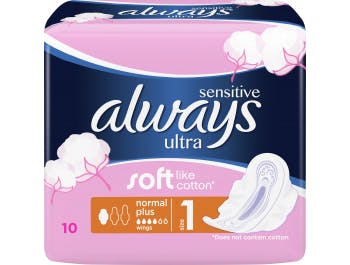 Always ultra sensitive sanitary pads normal plus 10 pcs