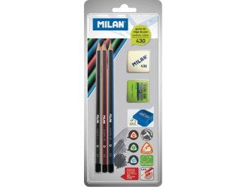 Milan Schreibset - Bleistifte, Radiergummi, Spitzer 1 Stk