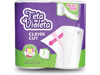 Violeta Papierhandtuch dreilagig clever geschnitten 2 Rollen
